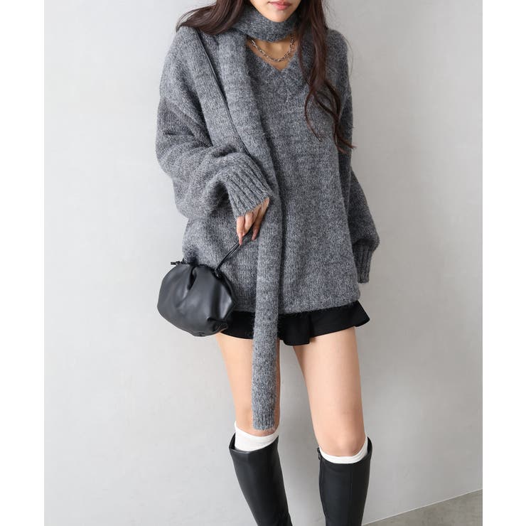 マフラー付BIGニット | SpRay | 詳細画像5 