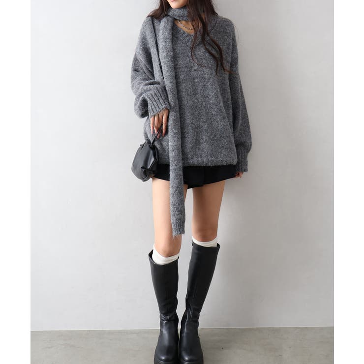 マフラー付BIGニット | SpRay | 詳細画像6 