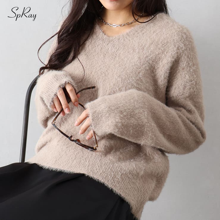 シャギーVネックニット | SpRay | 詳細画像1 