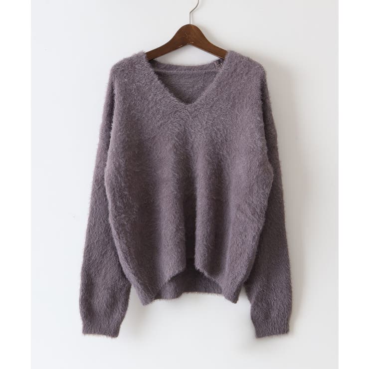 モカ | シャギーVネックニット | SpRay