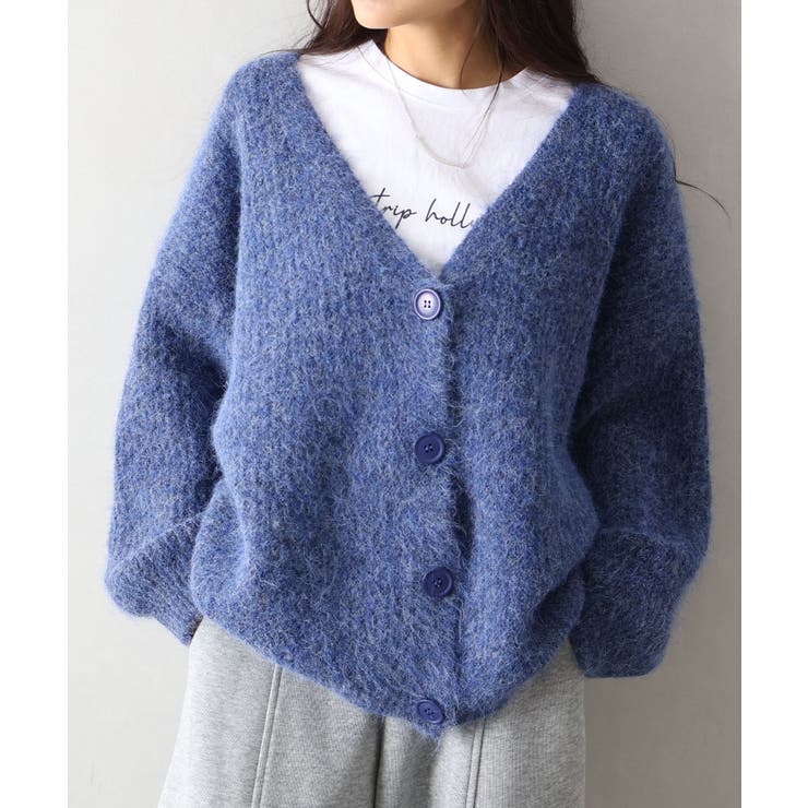 起毛アゼ編Vネックカーディガン | SpRay | 詳細画像13 