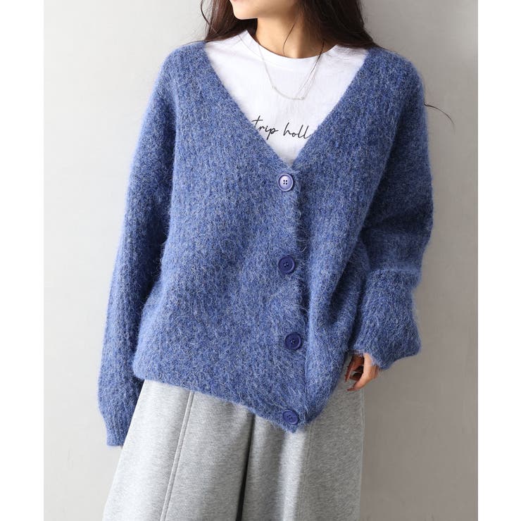 起毛アゼ編Vネックカーディガン | SpRay | 詳細画像14 