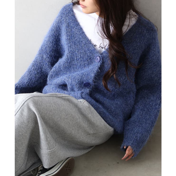 起毛アゼ編Vネックカーディガン | SpRay | 詳細画像15 