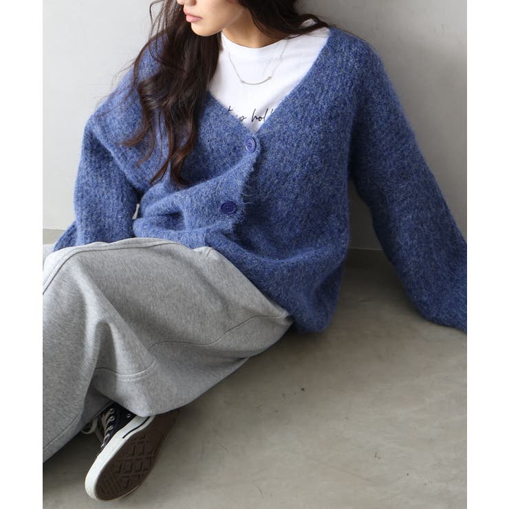 起毛アゼ編Vネックカーディガン | SpRay | 詳細画像16 