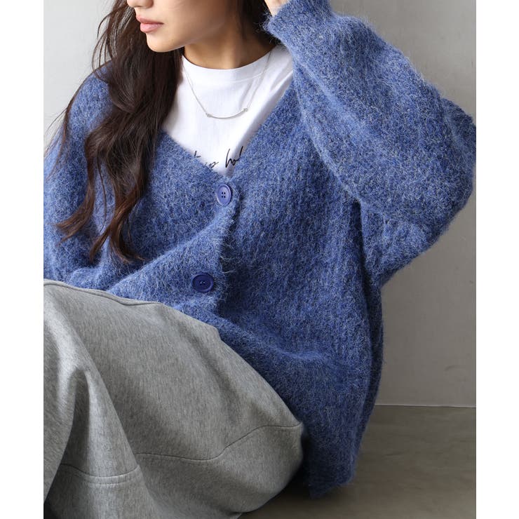 起毛アゼ編Vネックカーディガン | SpRay | 詳細画像17 