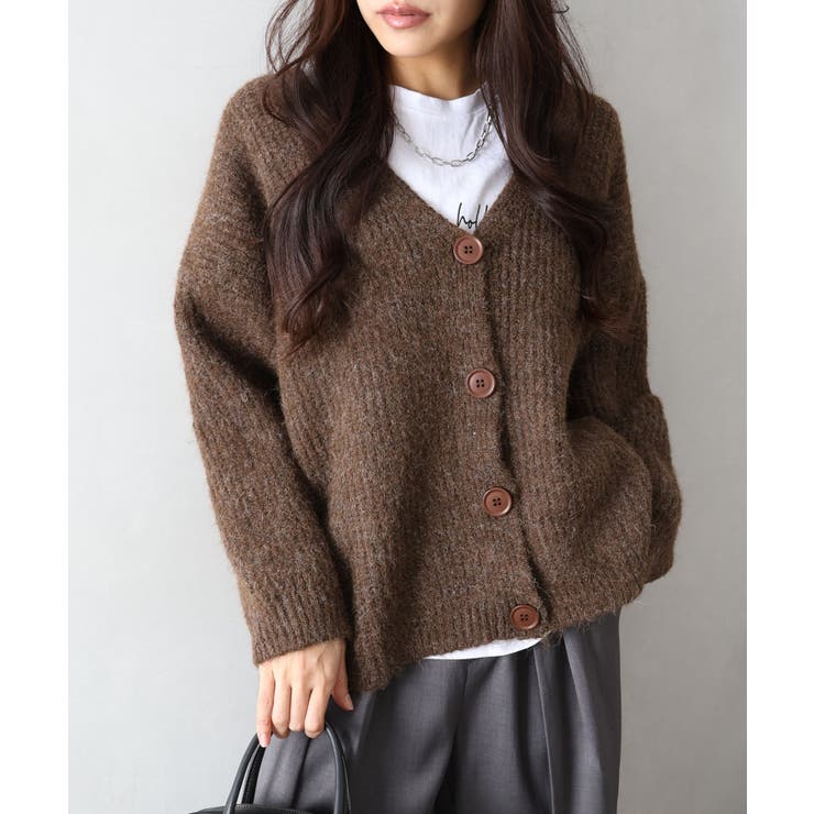 起毛アゼ編Vネックカーディガン | SpRay | 詳細画像20 