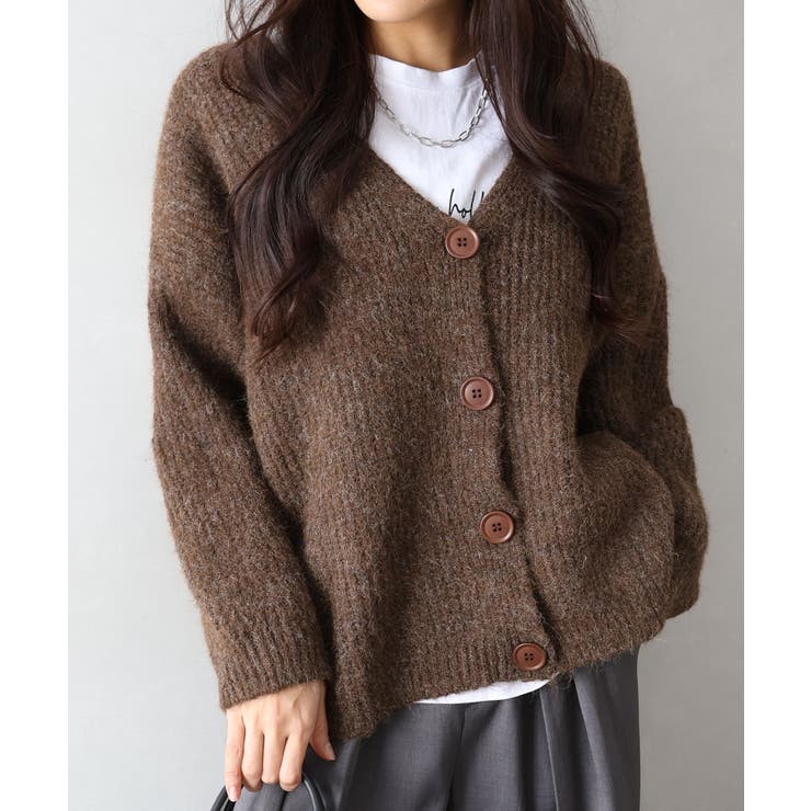 起毛アゼ編Vネックカーディガン | SpRay | 詳細画像21 