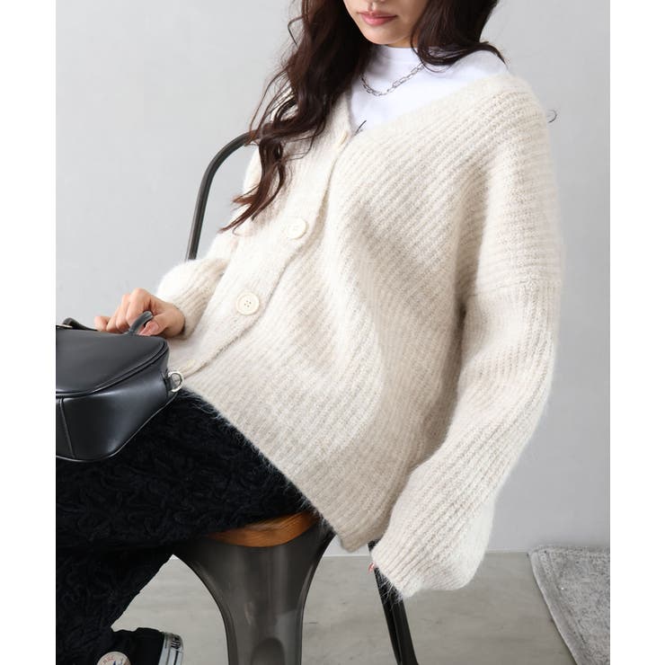 起毛アゼ編Vネックカーディガン | SpRay | 詳細画像22 