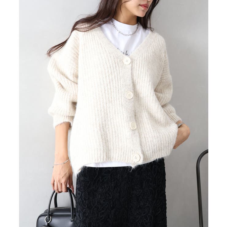 起毛アゼ編Vネックカーディガン | SpRay | 詳細画像24 