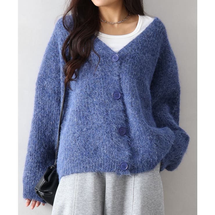 起毛アゼ編Vネックカーディガン | SpRay | 詳細画像2 