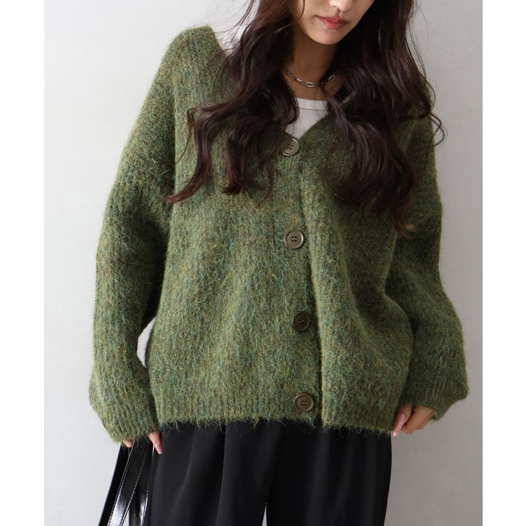 起毛アゼ編Vネックカーディガン | SpRay | 詳細画像26 