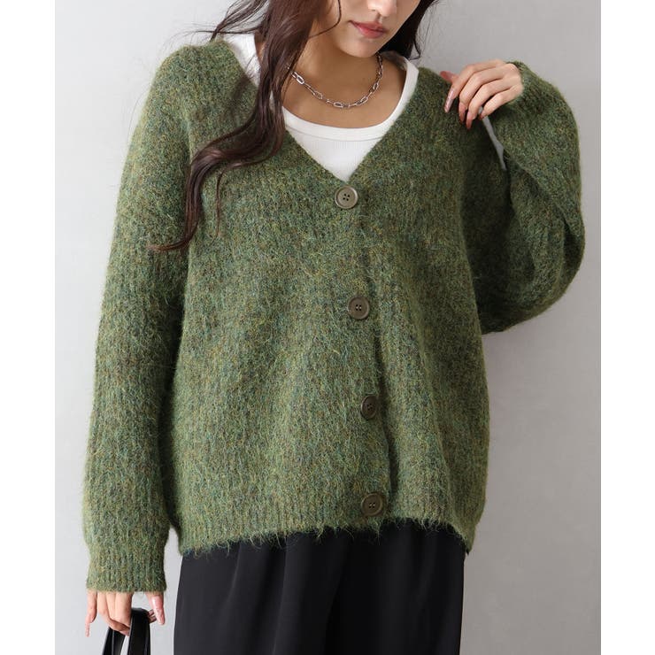 起毛アゼ編Vネックカーディガン | SpRay | 詳細画像27 