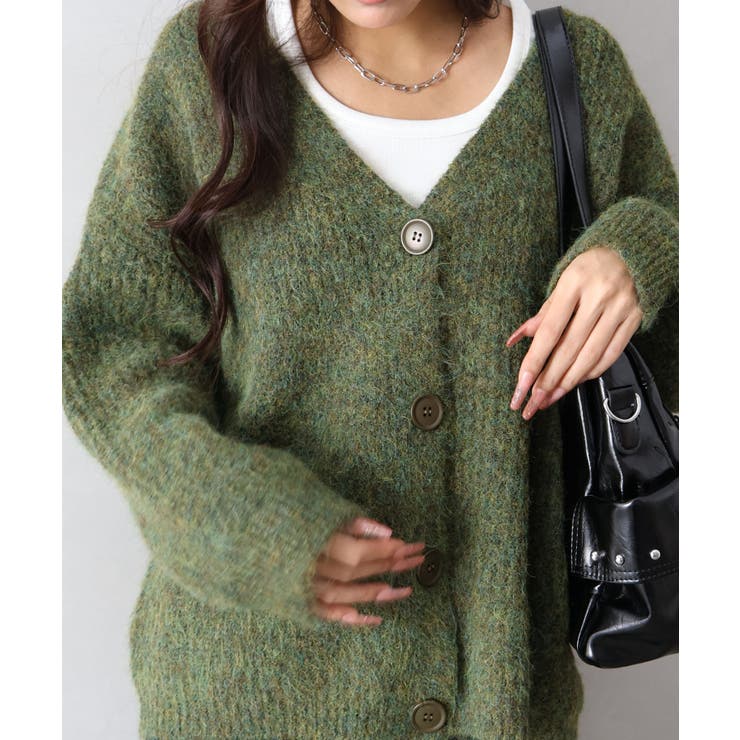 起毛アゼ編Vネックカーディガン | SpRay | 詳細画像29 