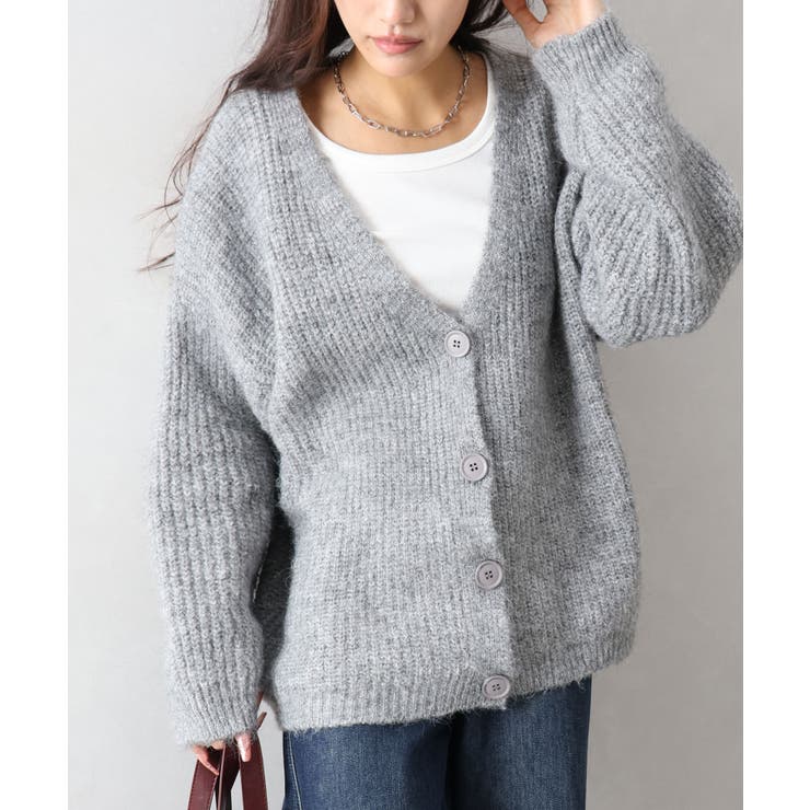 起毛アゼ編Vネックカーディガン | SpRay | 詳細画像33 