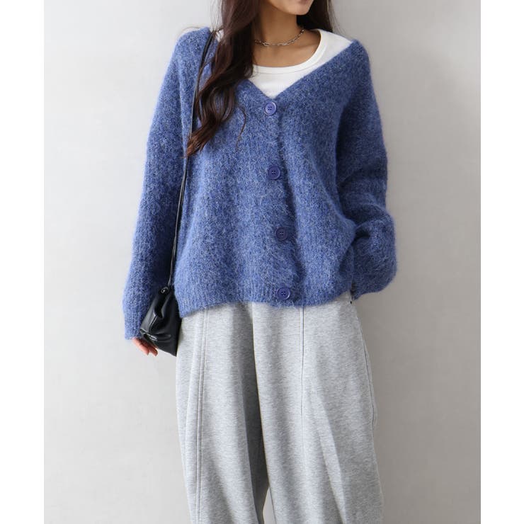 起毛アゼ編Vネックカーディガン | SpRay | 詳細画像3 