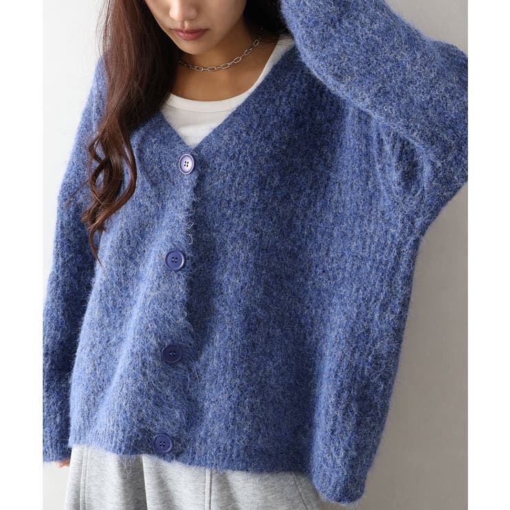 起毛アゼ編Vネックカーディガン | SpRay | 詳細画像6 