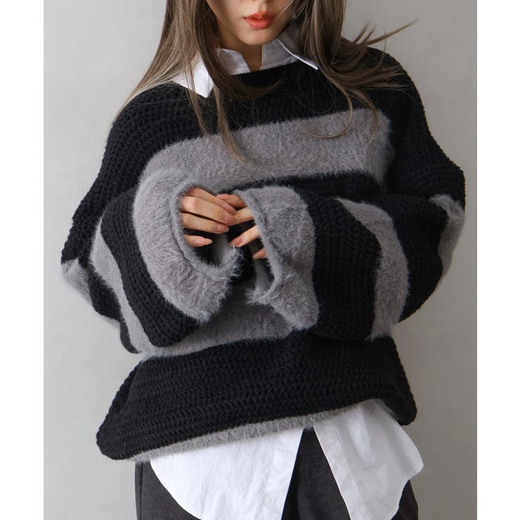 dsquared2 19aw ボーダー　ニット　ロング丈　アルパカ　白黒 DSQUARED2 - dsquared2 19aw ボーダー ニット ロング丈 アルパカ 白黒