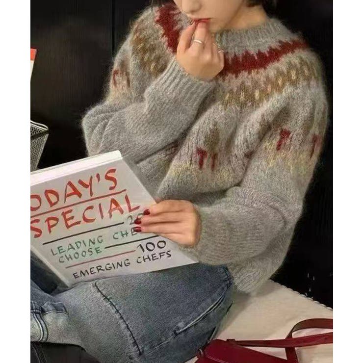 グレー | 求心柄ニットトップス | SpRay