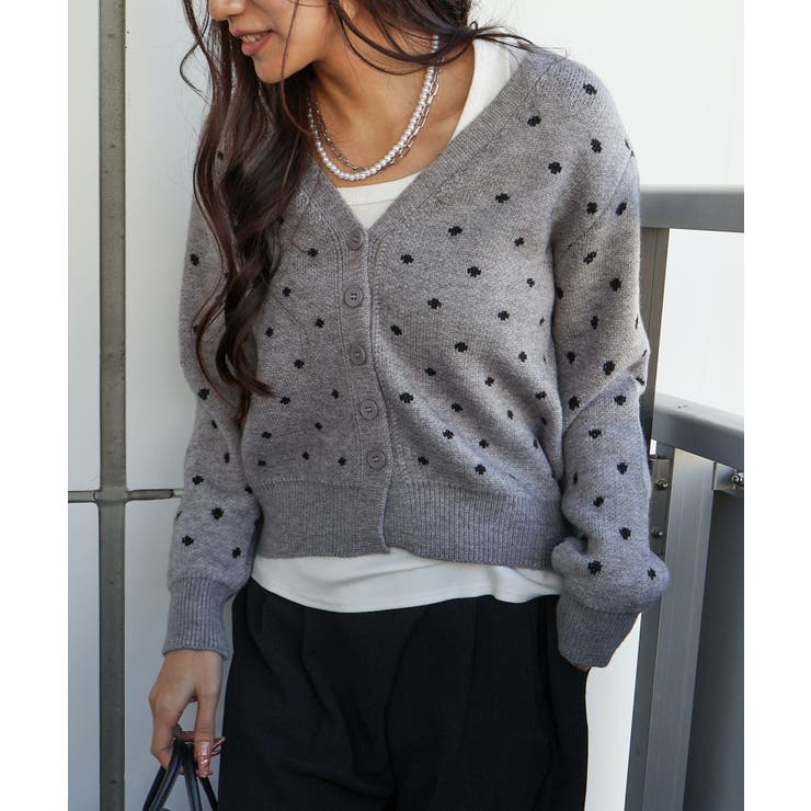 ドットVニットカーディガン | SpRay | 詳細画像14 