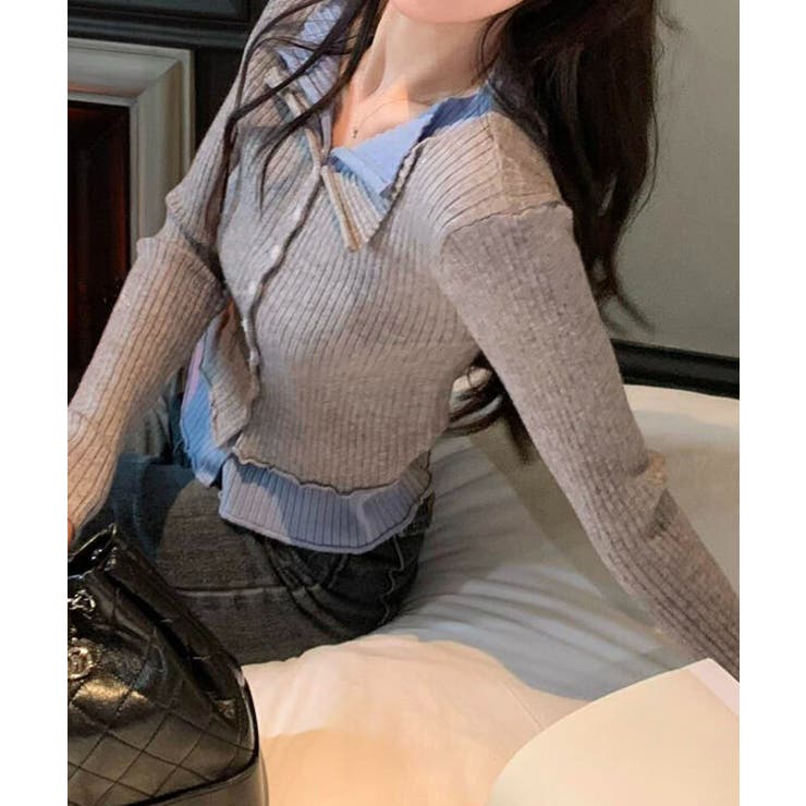 リブニットレイヤードトップス | SpRay | 詳細画像5 