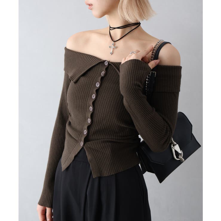 襟付きオフショルニット | SpRay | 詳細画像15 