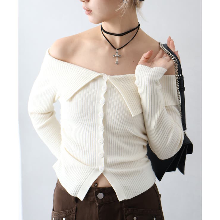 襟付きオフショルニット | SpRay | 詳細画像25 