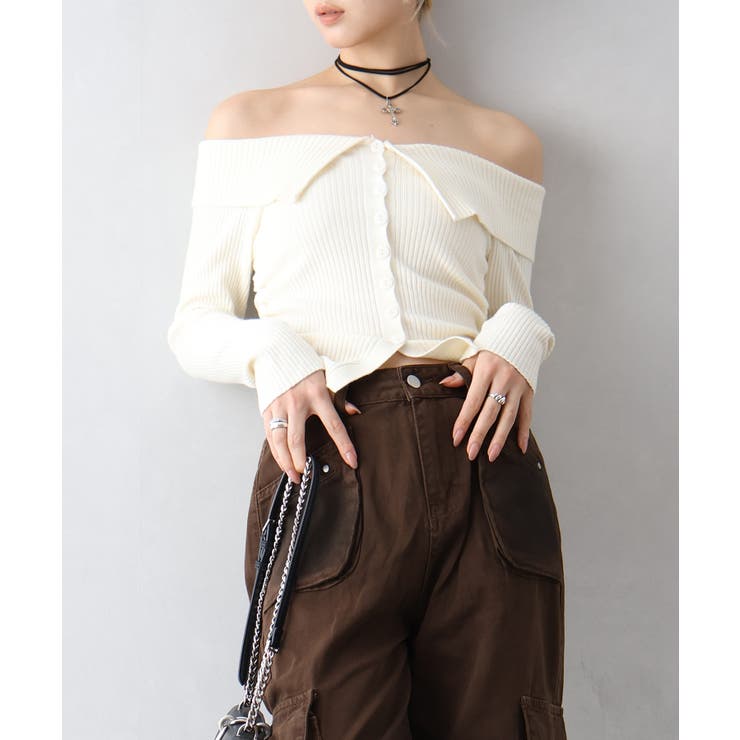 襟付きオフショルニット | SpRay | 詳細画像27 