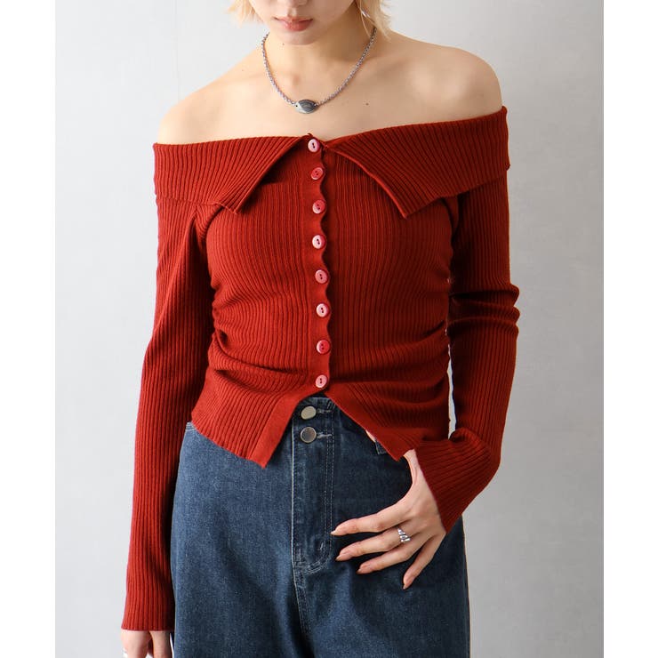 襟付きオフショルニット | SpRay | 詳細画像3 