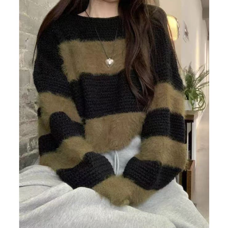 シャギーボーダークロップドニット | SpRay | 詳細画像8 