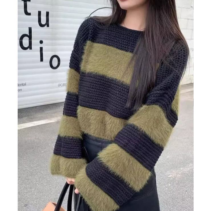 シャギーボーダークロップドニット | SpRay | 詳細画像13 