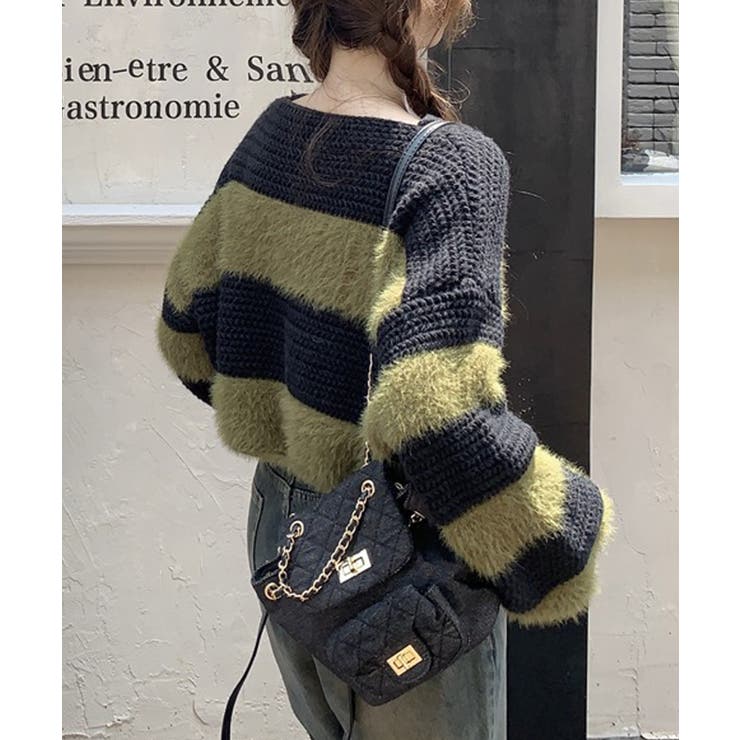 シャギーボーダークロップドニット | SpRay | 詳細画像19 