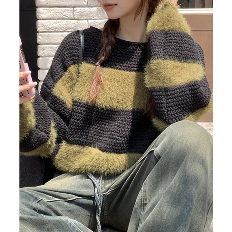 シャギーボーダークロップドニット | SpRay | 詳細画像20 