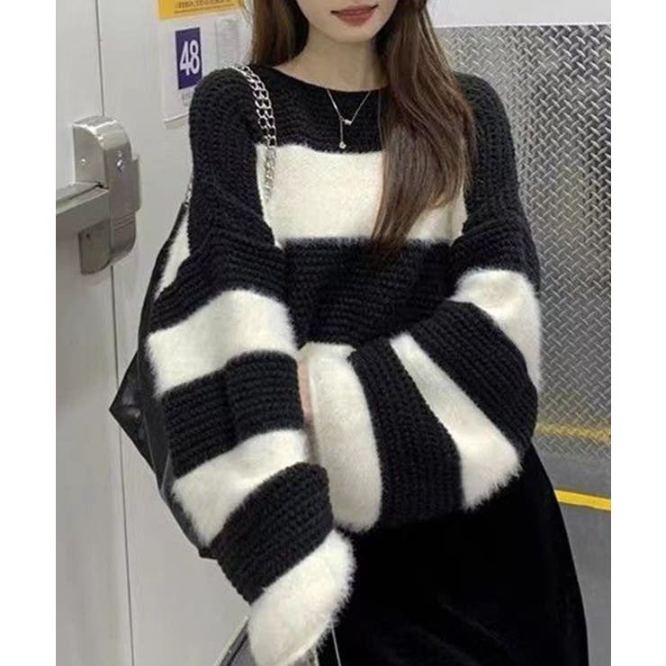 シャギーボーダークロップドニット | SpRay | 詳細画像22 