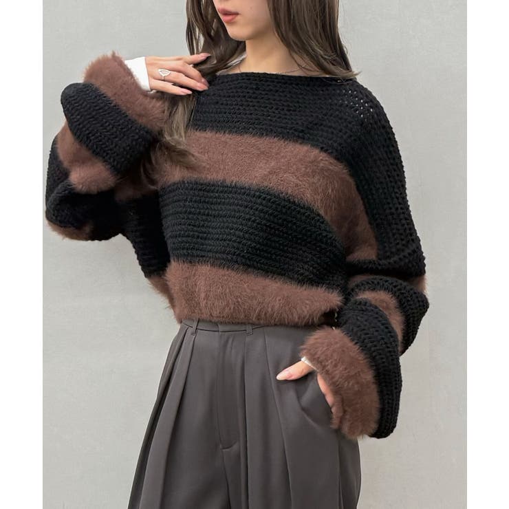 シャギーボーダークロップドニット | SpRay | 詳細画像26 