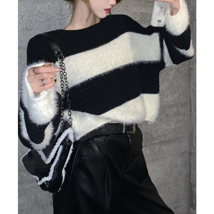 シャギーボーダークロップドニット | SpRay | 詳細画像37 