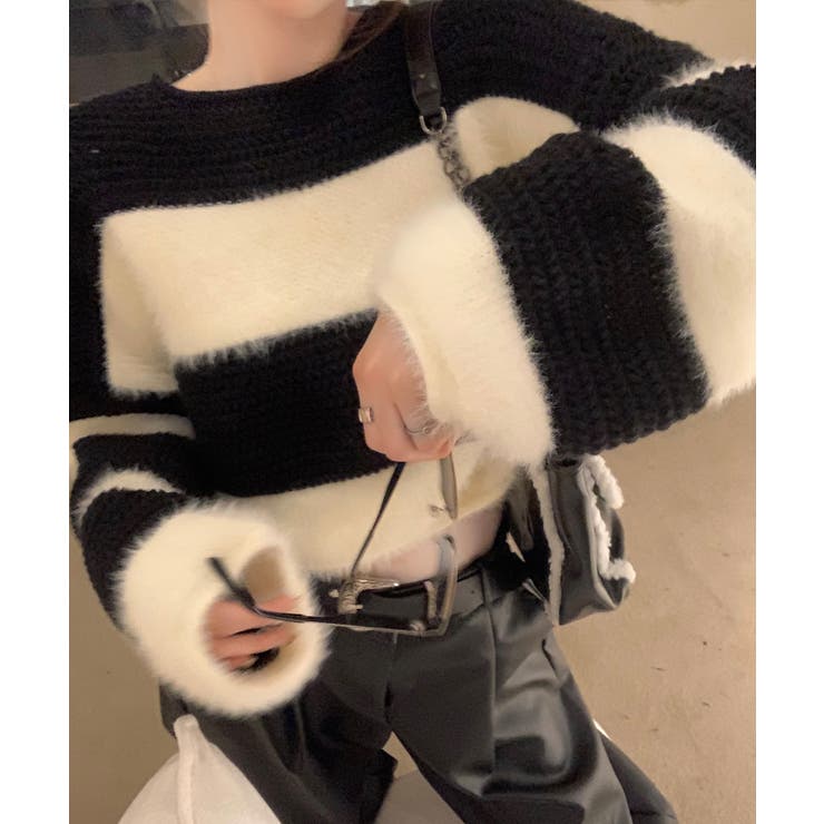 シャギーボーダークロップドニット | SpRay | 詳細画像40 