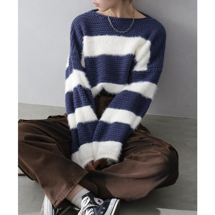 シャギーボーダークロップドニット | SpRay | 詳細画像44 