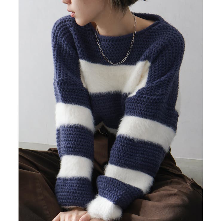 シャギーボーダークロップドニット | SpRay | 詳細画像46 