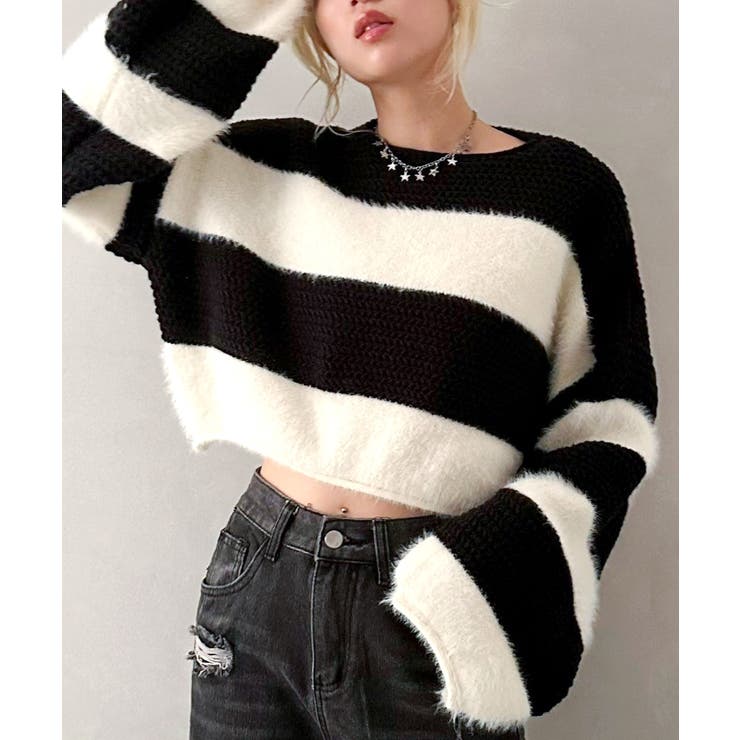 シャギーボーダークロップドニット | SpRay | 詳細画像47 