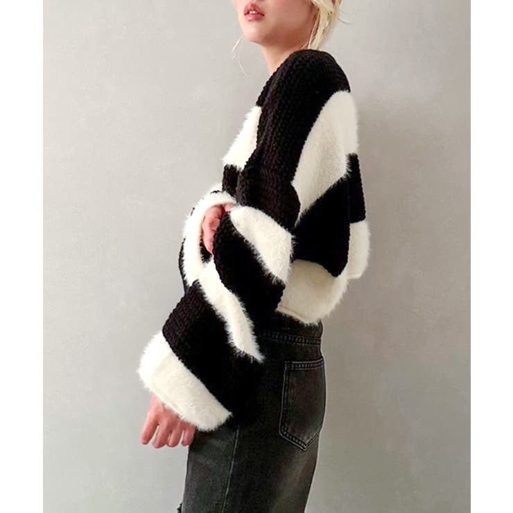 シャギーボーダークロップドニット | SpRay | 詳細画像52 