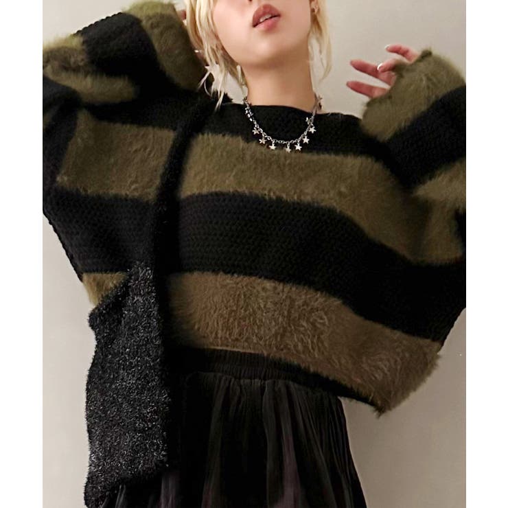 シャギーボーダークロップドニット | SpRay | 詳細画像55 