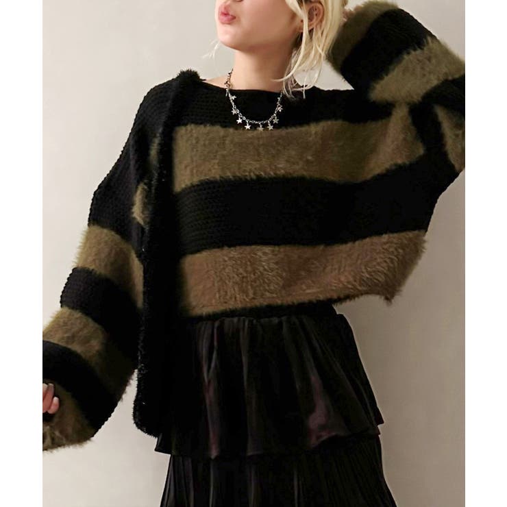 シャギーボーダークロップドニット | SpRay | 詳細画像56 