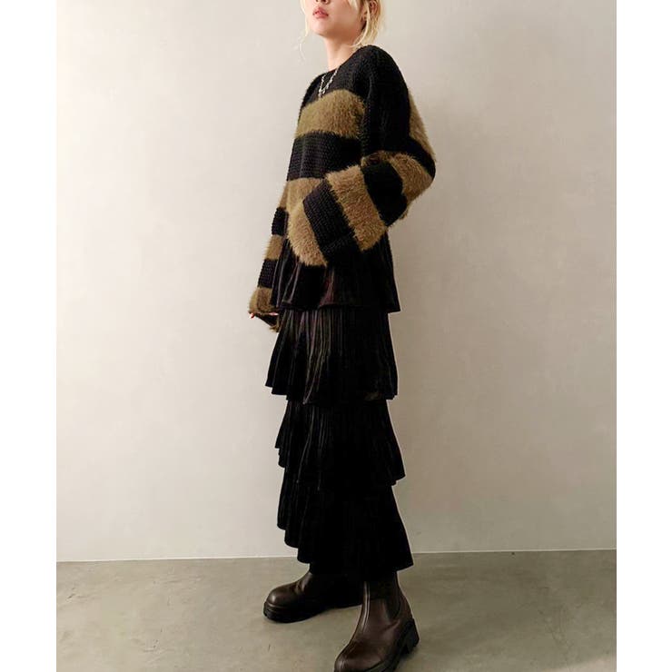 シャギーボーダークロップドニット | SpRay | 詳細画像57 