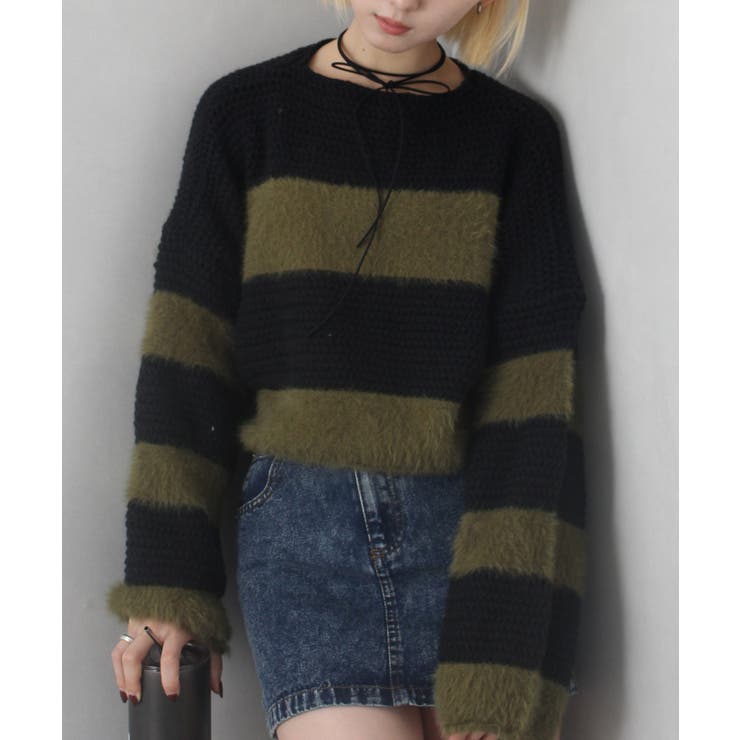 シャギーボーダークロップドニット | SpRay | 詳細画像60 