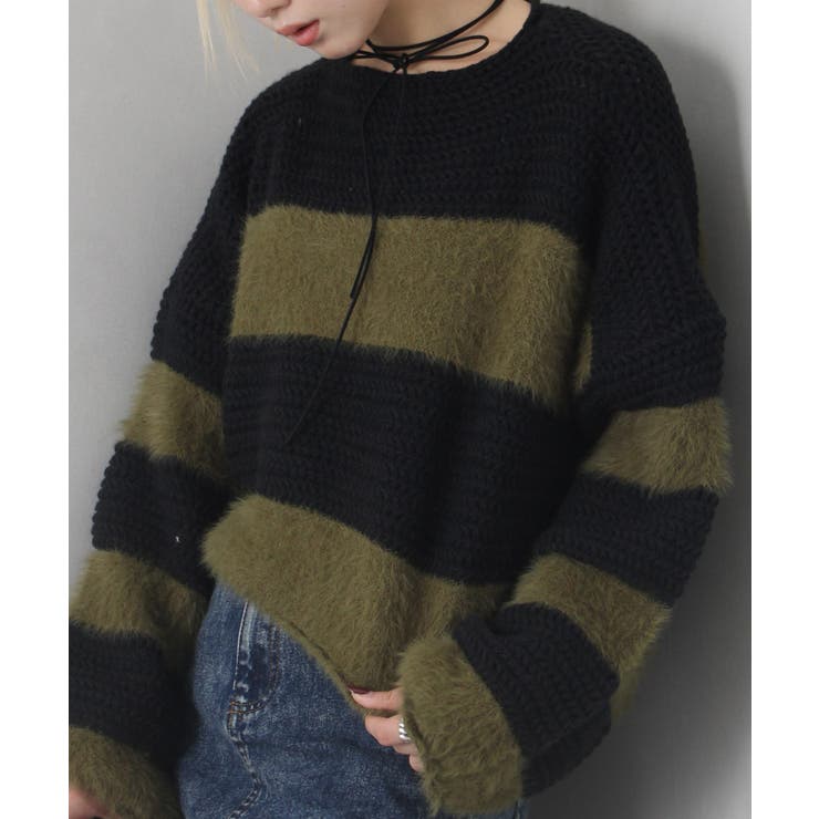 シャギーボーダークロップドニット | SpRay | 詳細画像62 