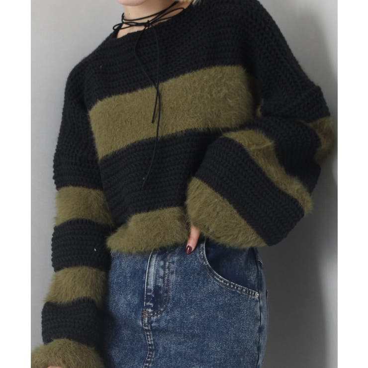 シャギーボーダークロップドニット | SpRay | 詳細画像63 