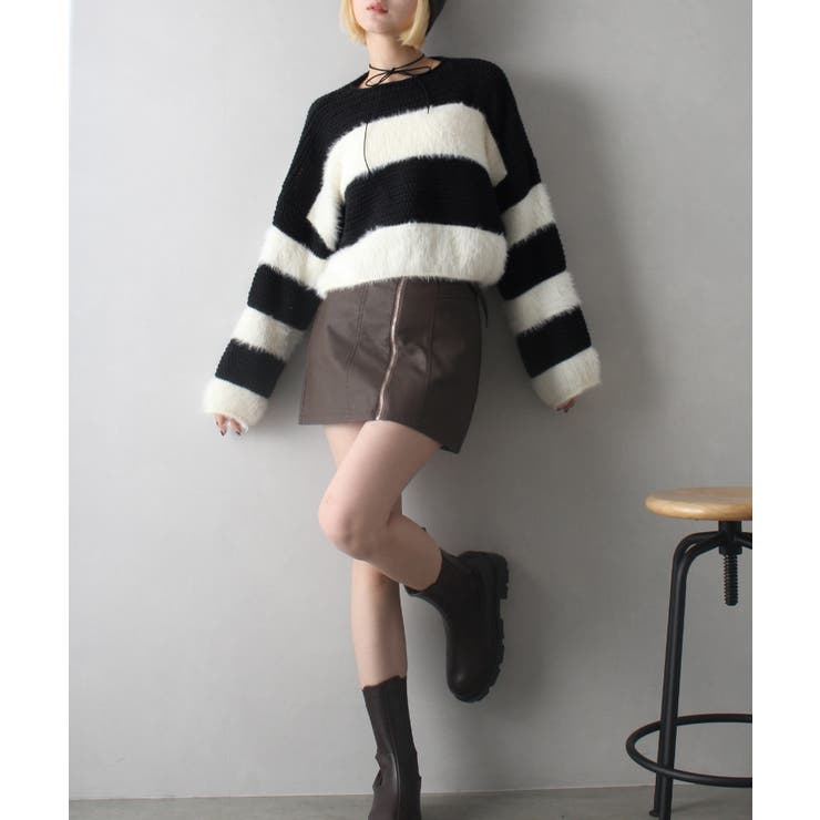 シャギーボーダークロップドニット | SpRay | 詳細画像66 