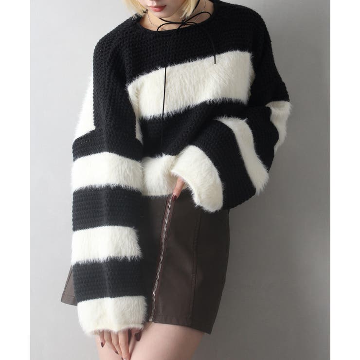 シャギーボーダークロップドニット | SpRay | 詳細画像67 