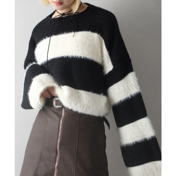 シャギーボーダークロップドニット | SpRay | 詳細画像68 