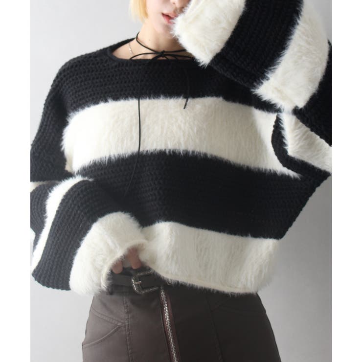 シャギーボーダークロップドニット | SpRay | 詳細画像69 